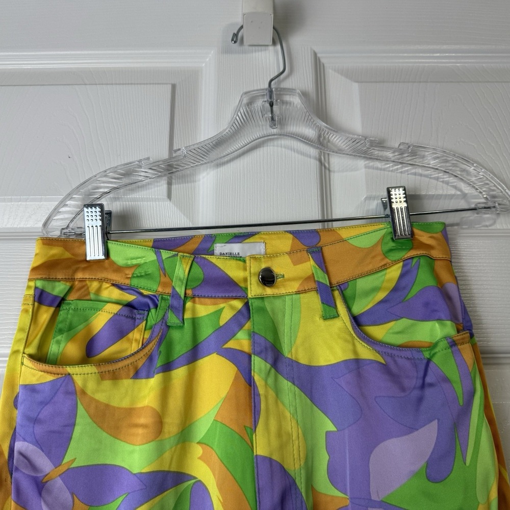 DANIELLE BERNSTEIN Womens‎ Satin Pants Sz 27 NWT Retro Butterfly Mardi Gras - Picture 5 of 12